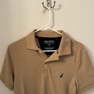 Men’s NAUTICA Large Slim Fit Brown Collared Polo Shirt